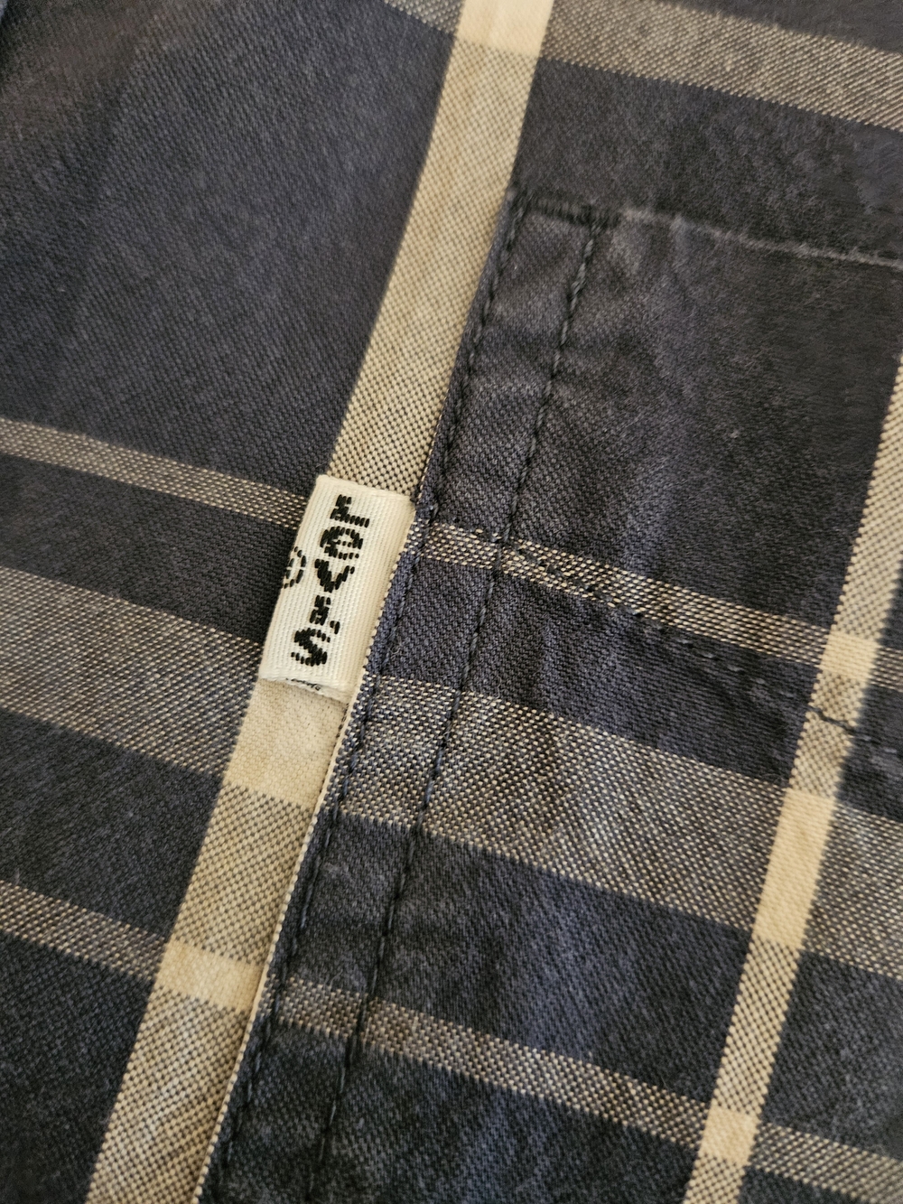 Levi's Men’s Classic Navy & White Plaid Button-Down Long Sleeve Shirt